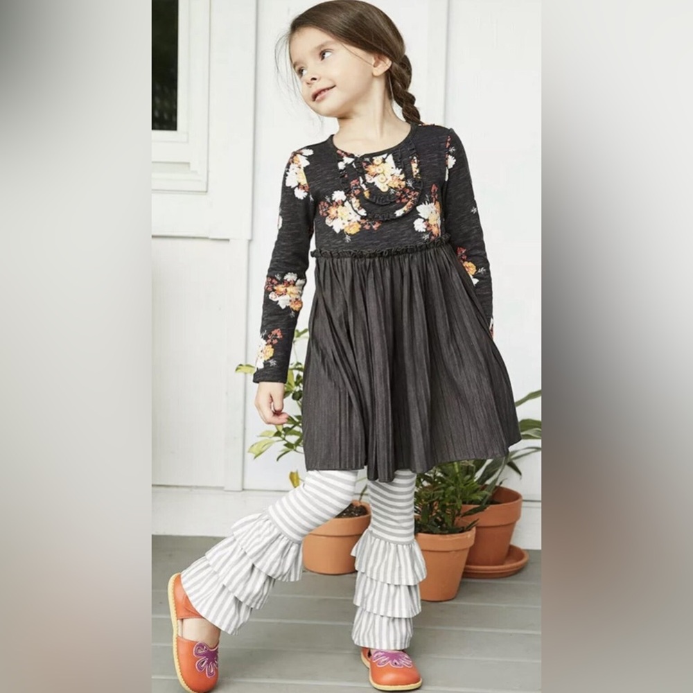 Matilda Jane Floral Gray Kids Dress. Size 6. Excellent Condition